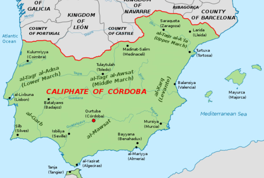 Map of the caliphate of cordoba
