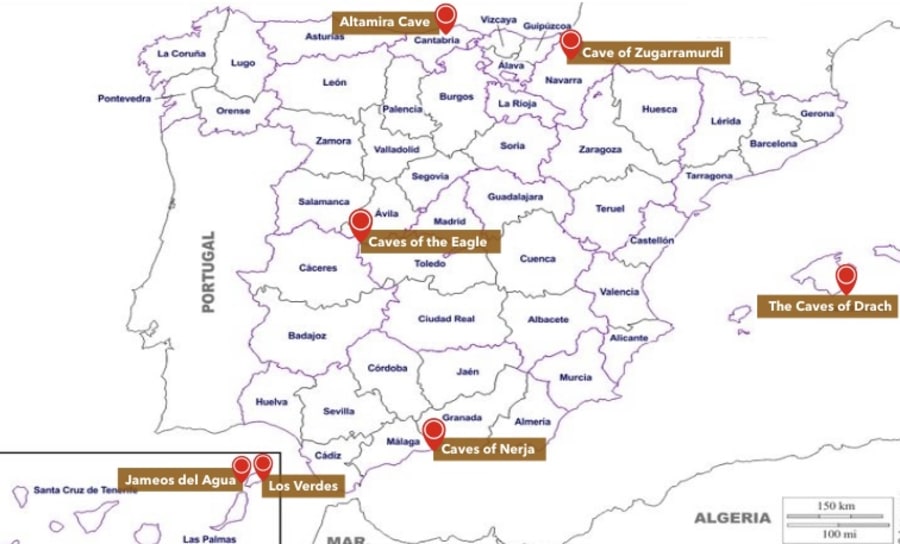 Map Caves Spain