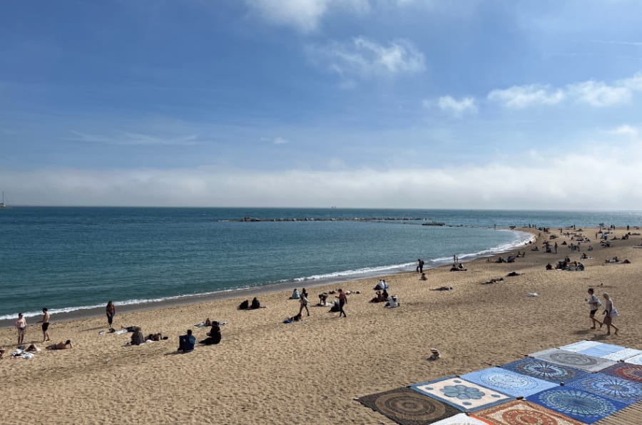 la barceloneta beach in barcelona landmark
