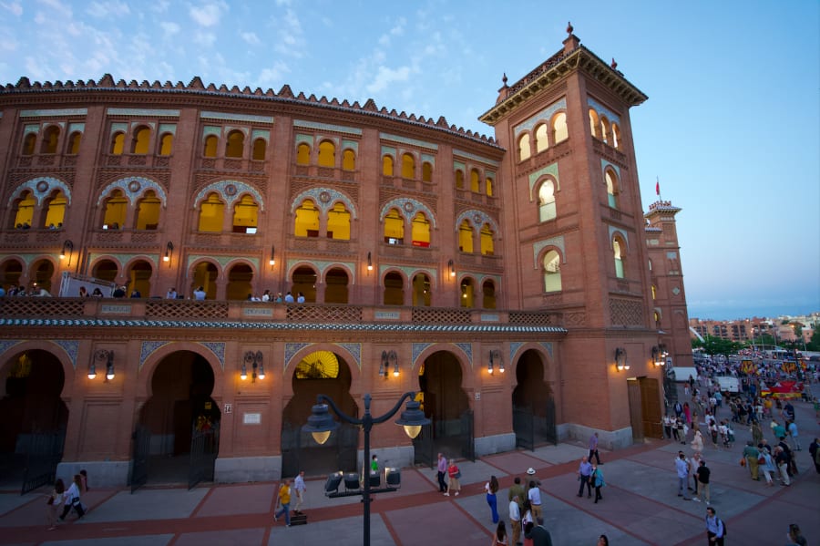 Outside Las Ventas Plaza de Toros Madrid with people