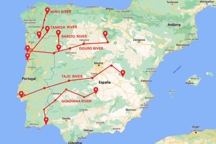 Main rivers between Spain & Portugal