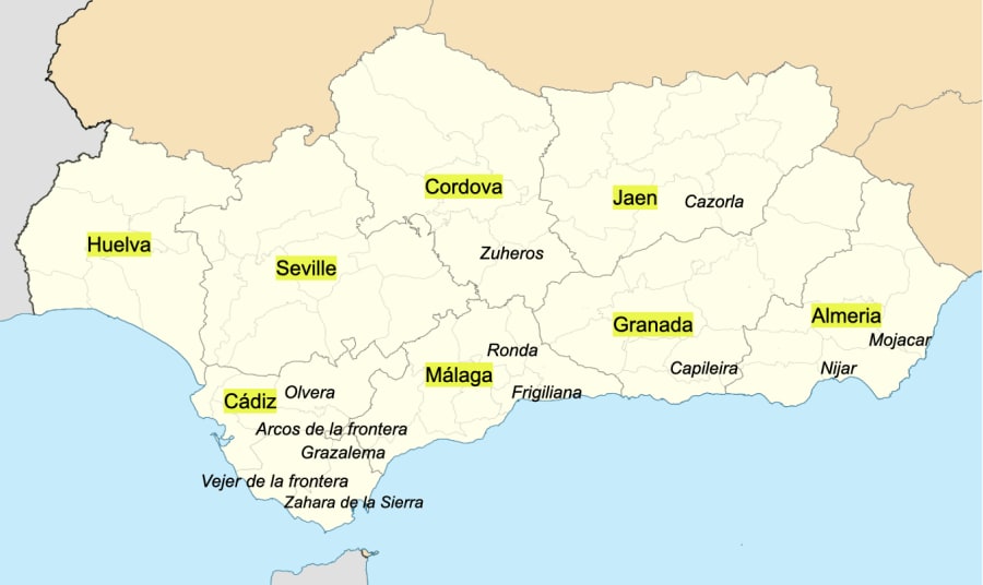 mapa de pueblos blancos