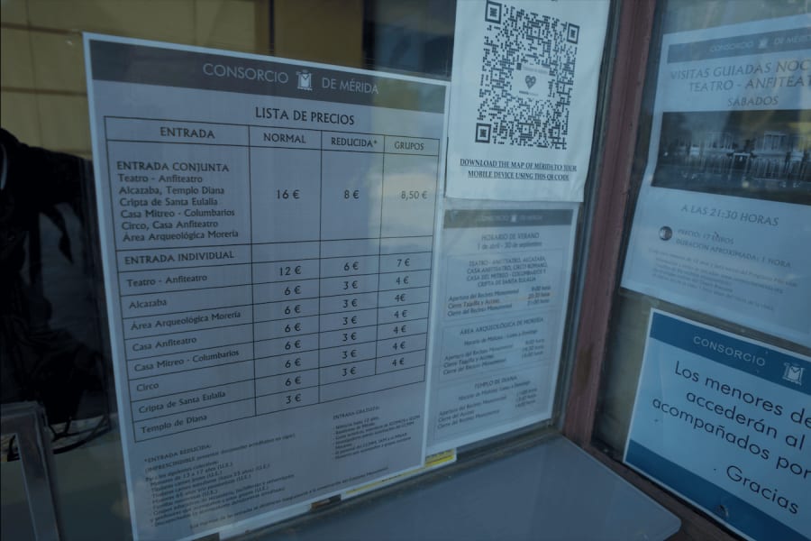 Prices of roman site in merida