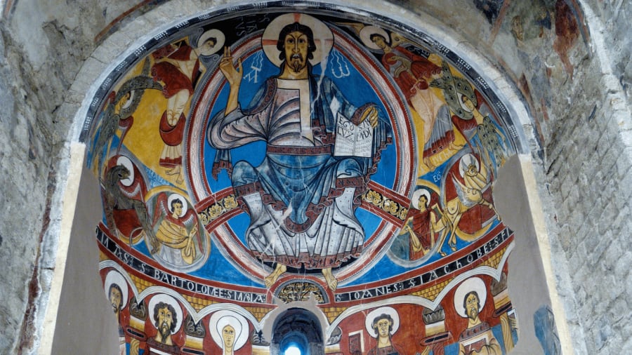 Fresco in a romanesque vault