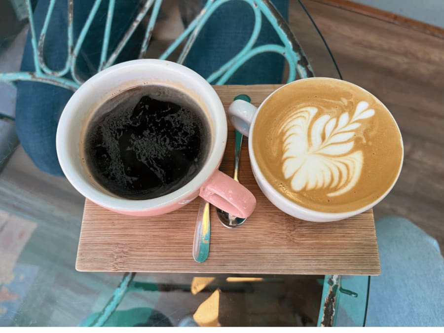 Specialty coffee americano an cappuccino in Barcelona. 