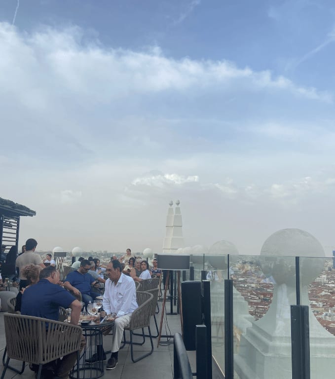 cloudy day in riu rooftop view madrid