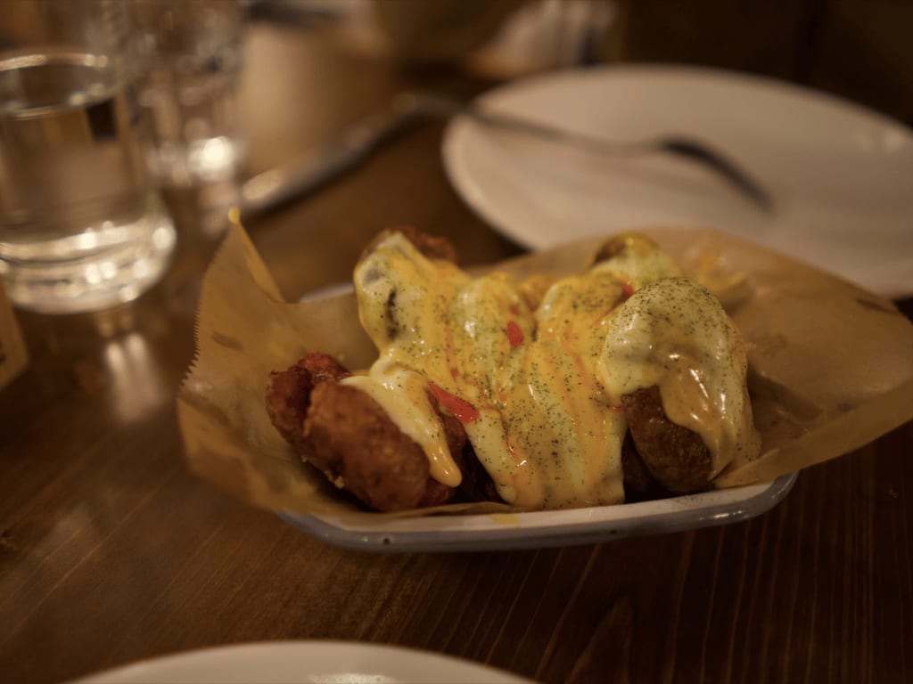 Photo of a patatas bravas dish.