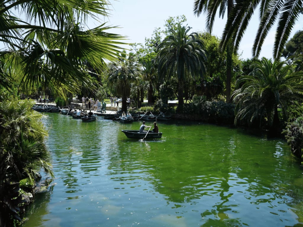 Boats at the pond in the ciutadella park Barcelona.