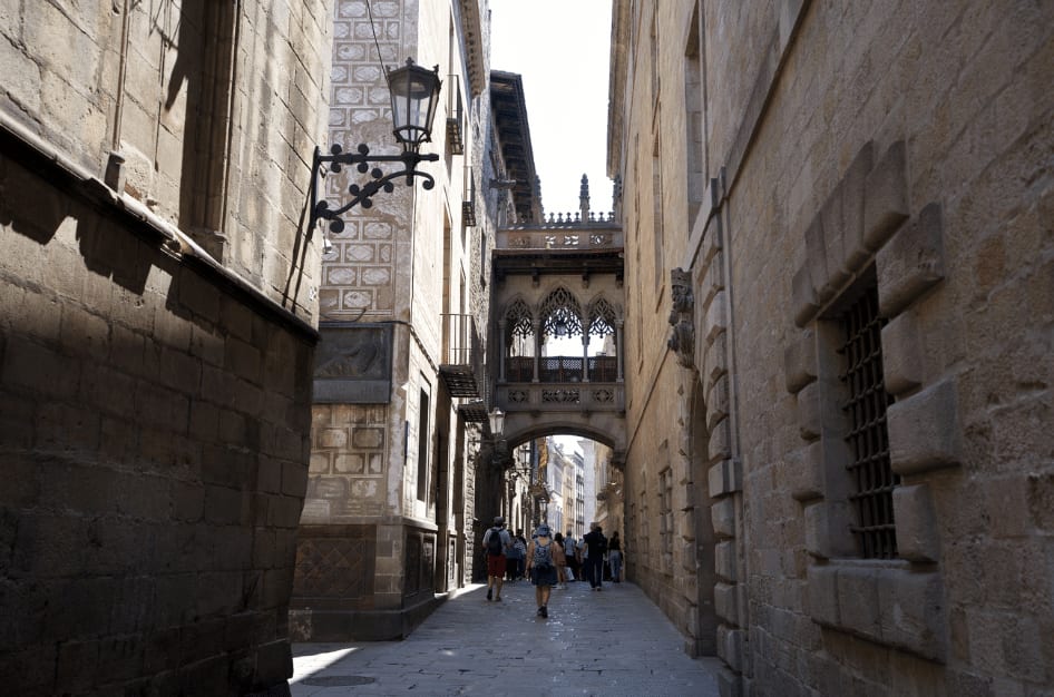 gothic quarter street barcelona spain