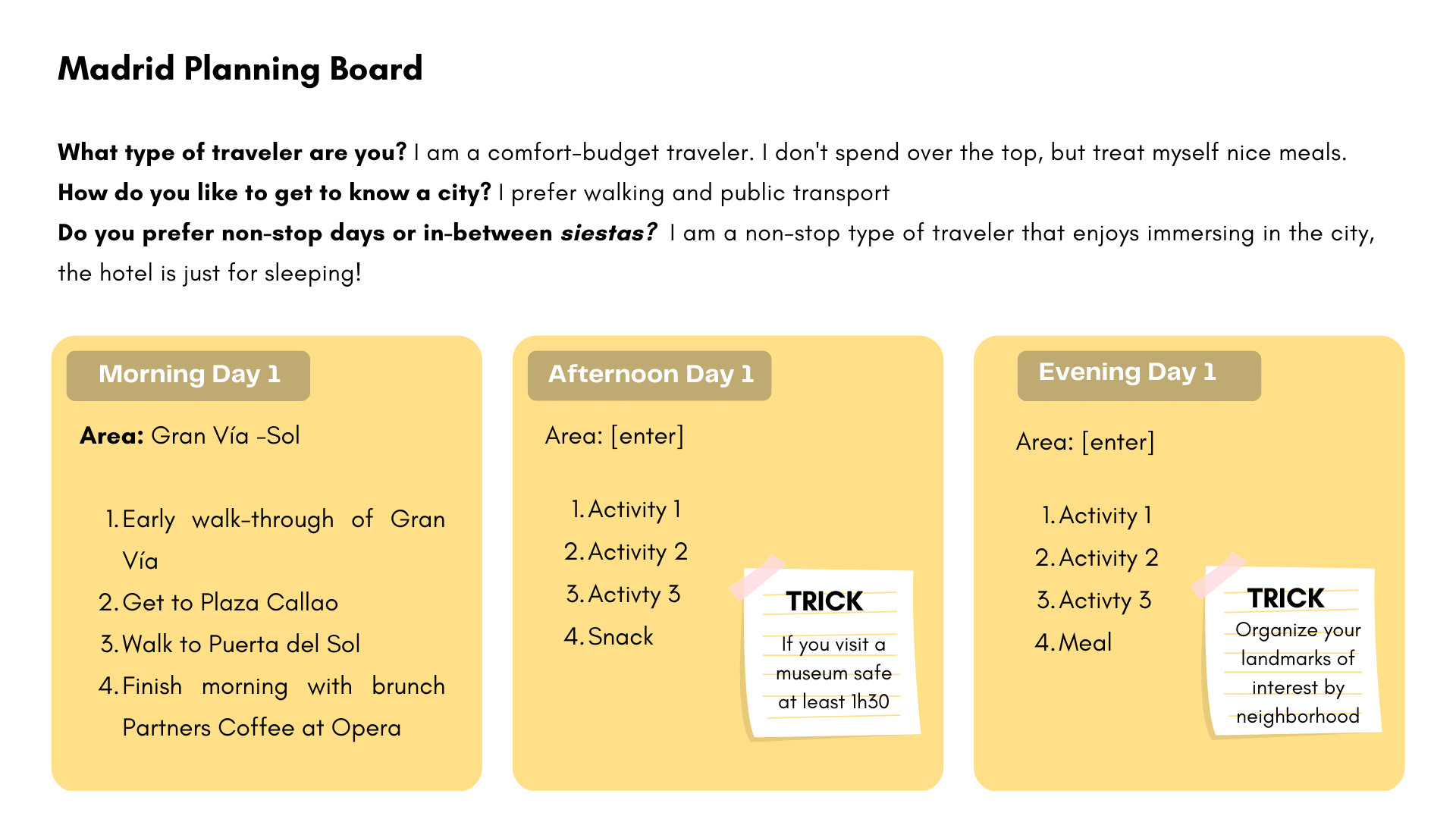 Planning example for Madrid