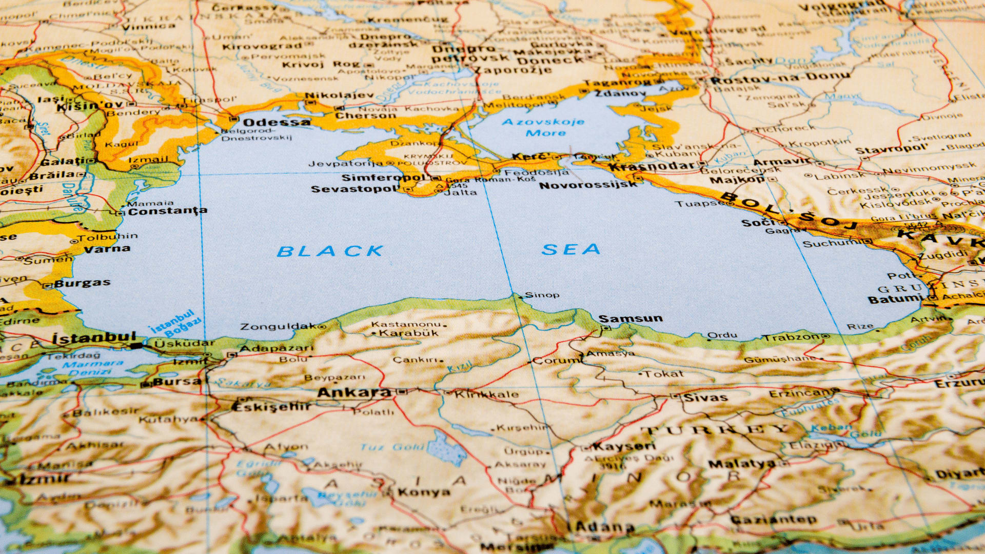 Map of the black sea and the countries it borders