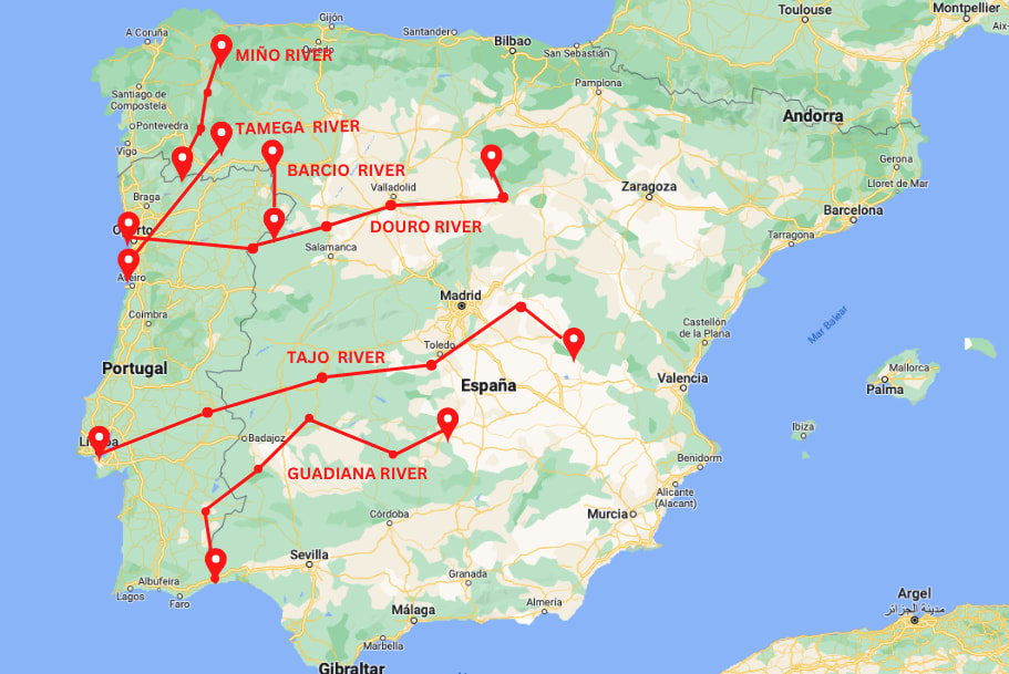 Main rivers between Spain & Portugal