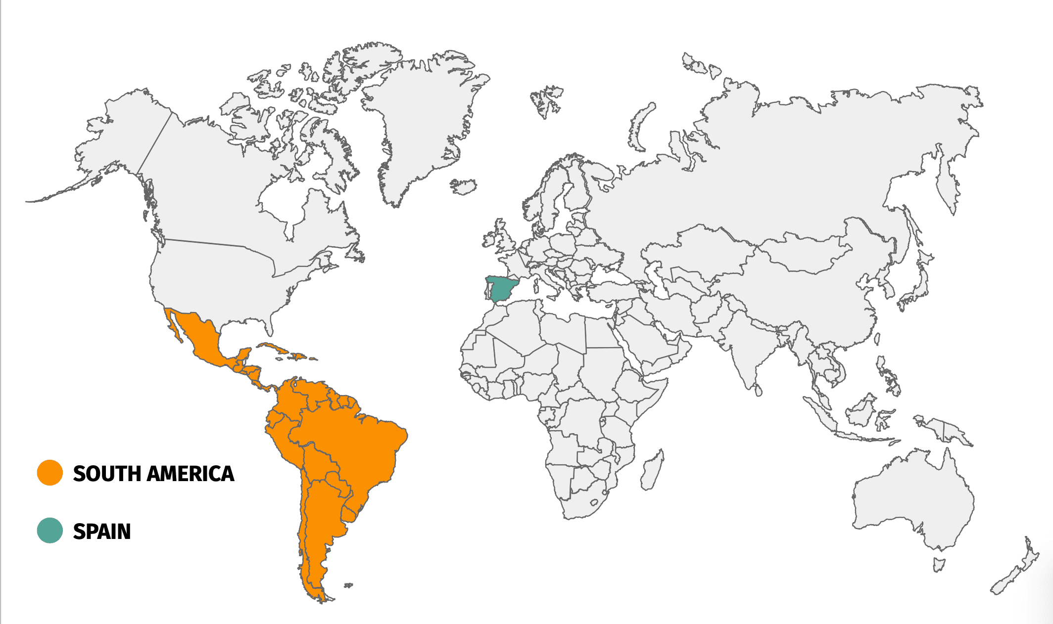 Map Spain vs Latin America