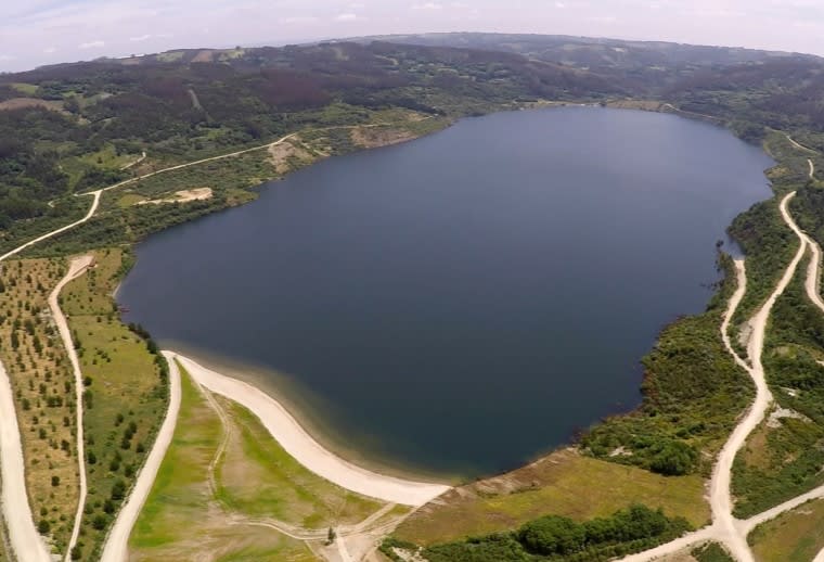 Meirama lake in galicia