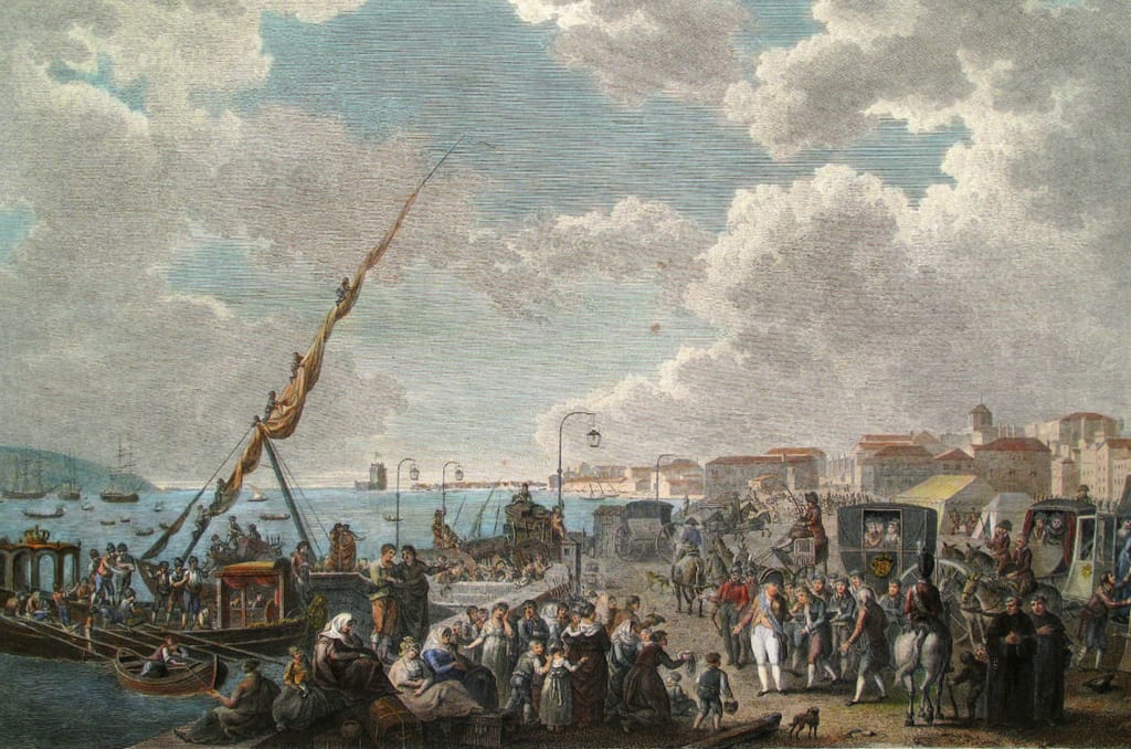 Painting of the protuguese royal family escaping the Napoleonic invasion
