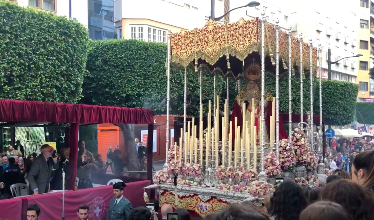 Image of canopy float of the Virgin Mary