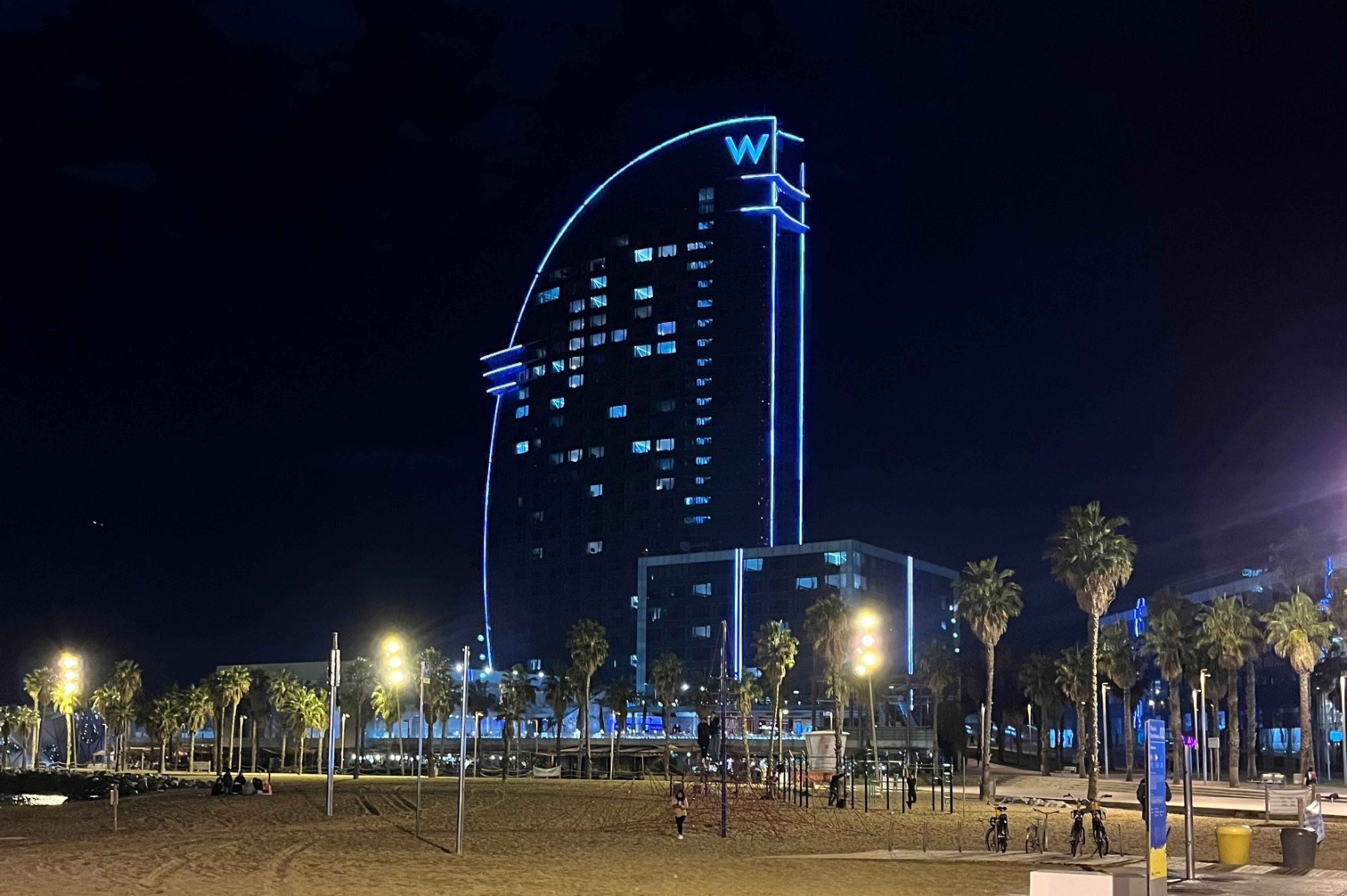 w hotel in barcelona at night