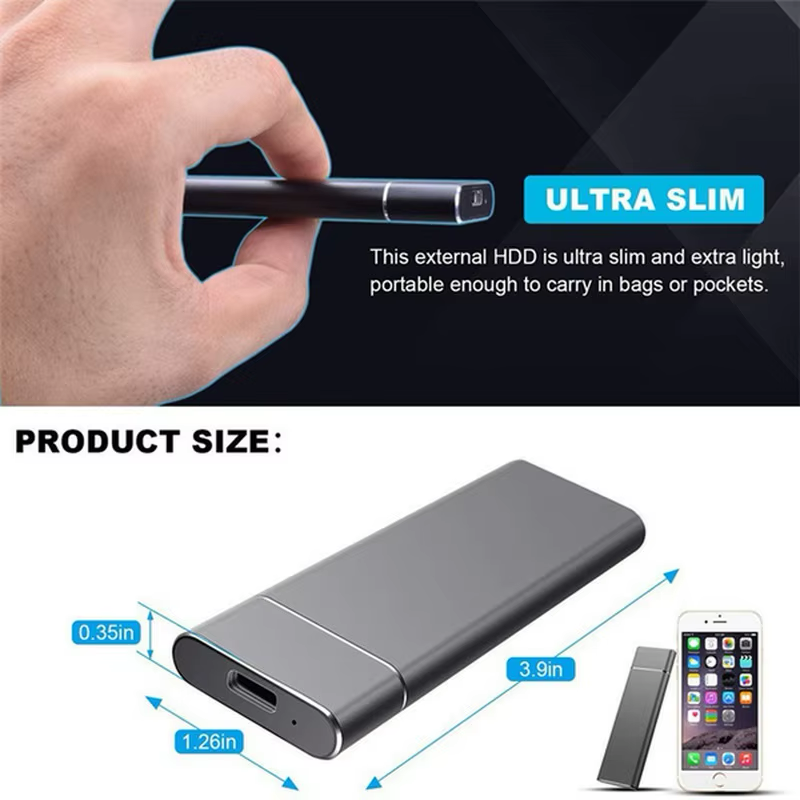 High-Speed Hard Disk Portable SSD 1TB Original Solid State External Drive Type-C/USB 3.0 Storage Device for Laptop/Desktop/Mac