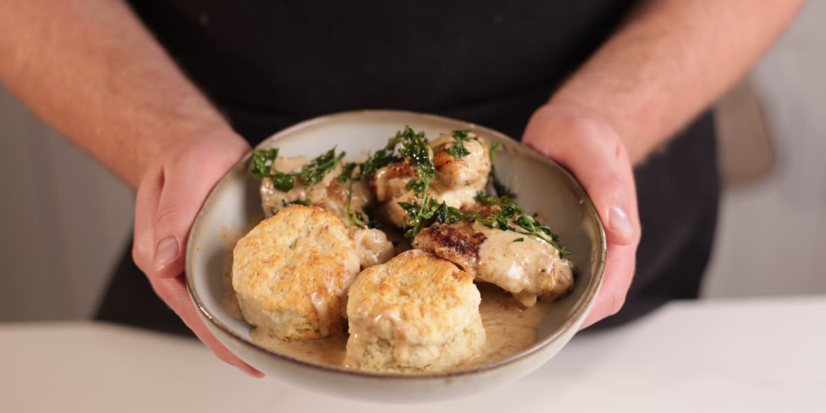 Lincoln's Chicken Fricassee with Buttermilk Biscuits
