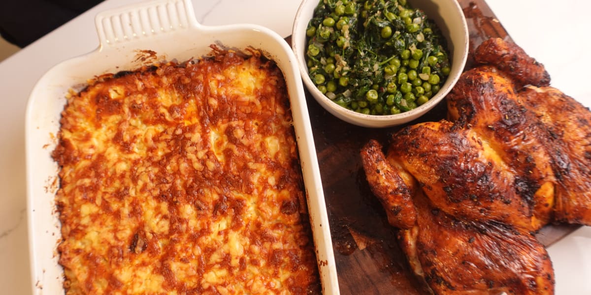 Ali's Baked Chicken with Mac and Greens