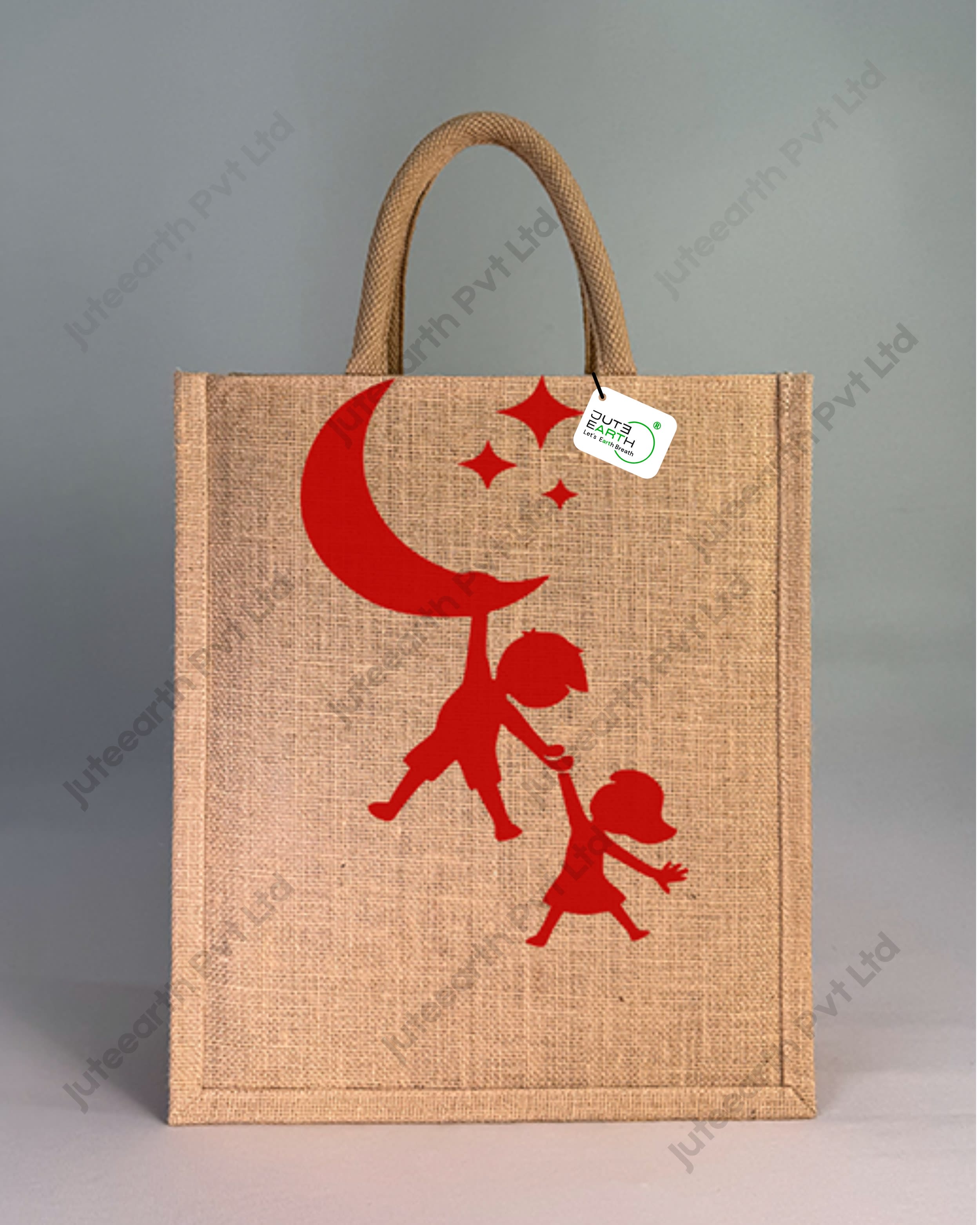 Narrow Natural Jute Bag – Dream Together Printed with Cotton Rope Niwar Handle