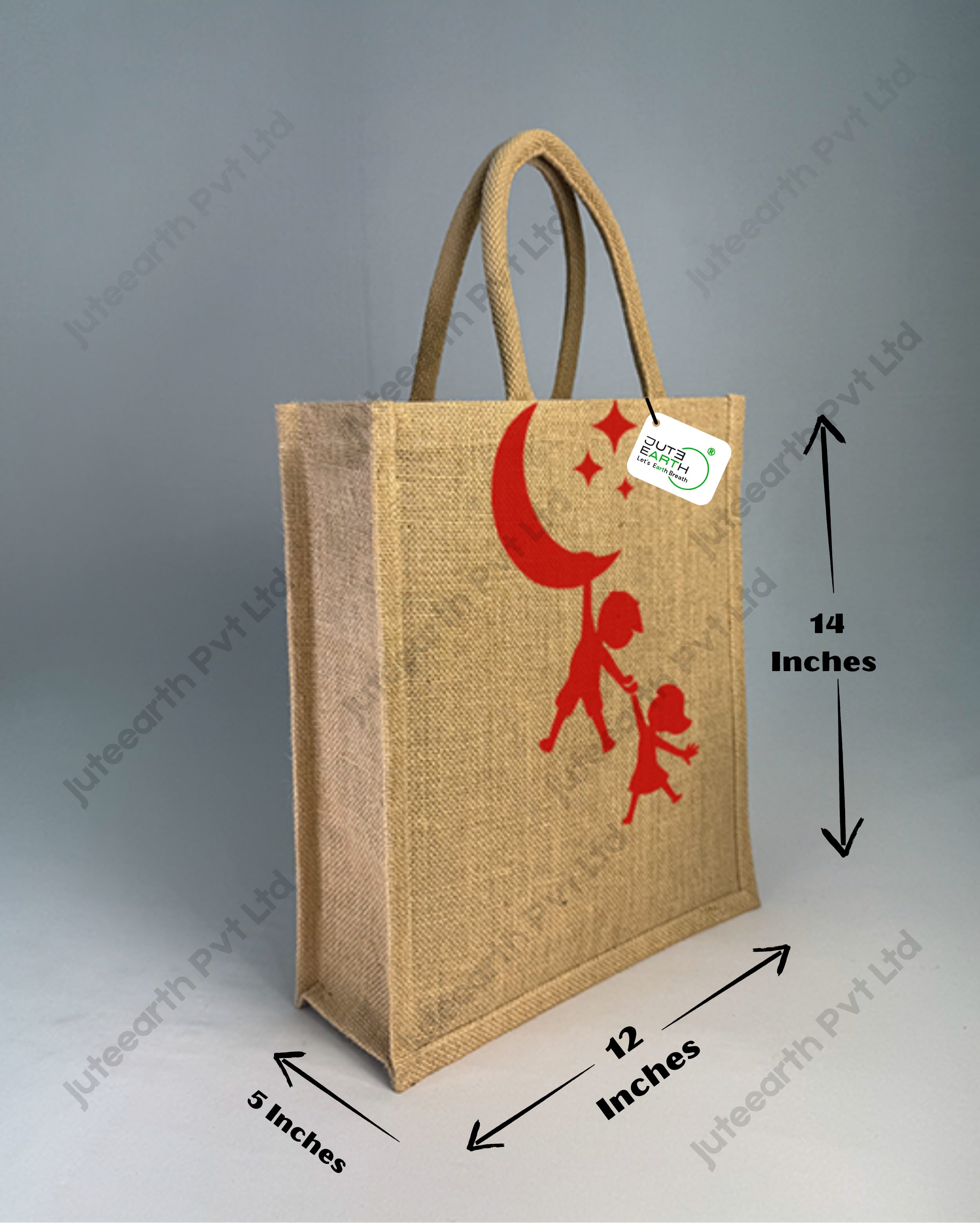 Narrow Natural Jute Bag – Dream Together Printed with Cotton Rope Niwar Handle (3)