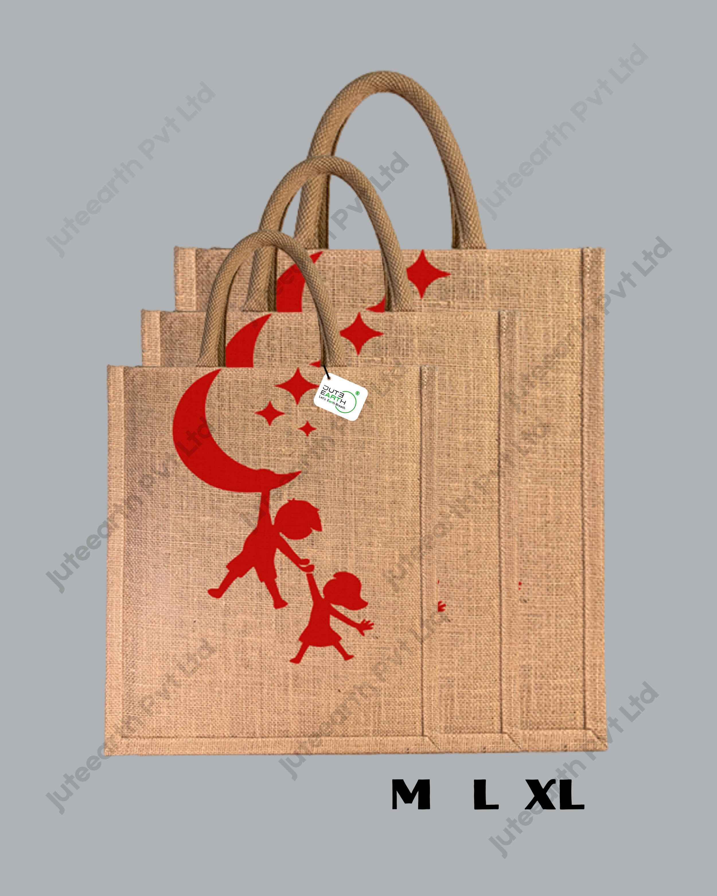 Narrow Natural Jute Bag – Dream Together Printed with Cotton Rope Niwar Handle (2)