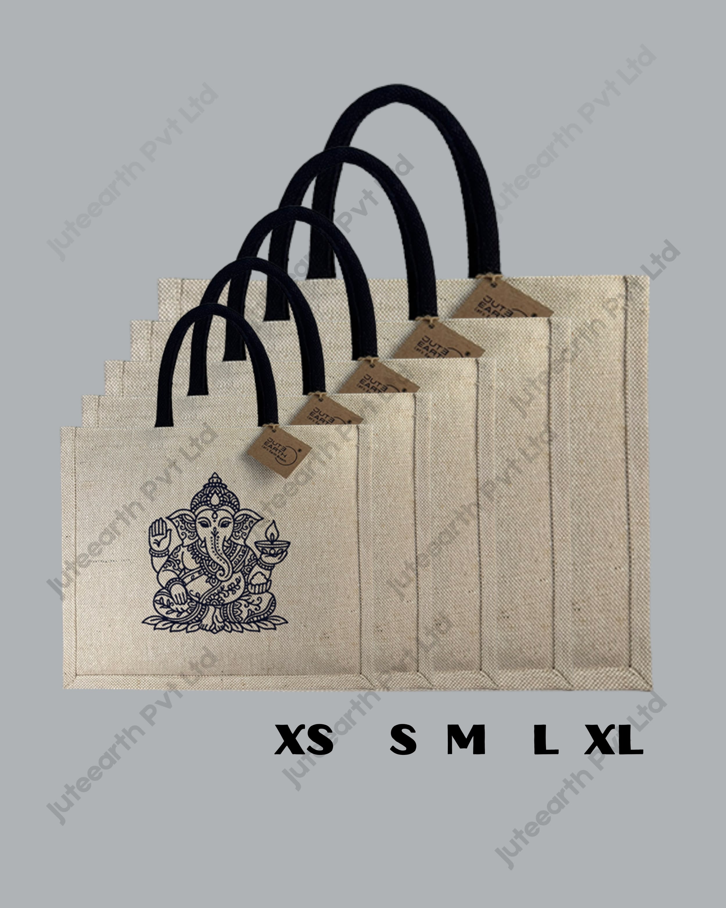 Lord Ganesha Art House warming ceremony jute cotton Heavy weave Custom Printed Juco Bag for Return Gift with Dark Blue print (2)