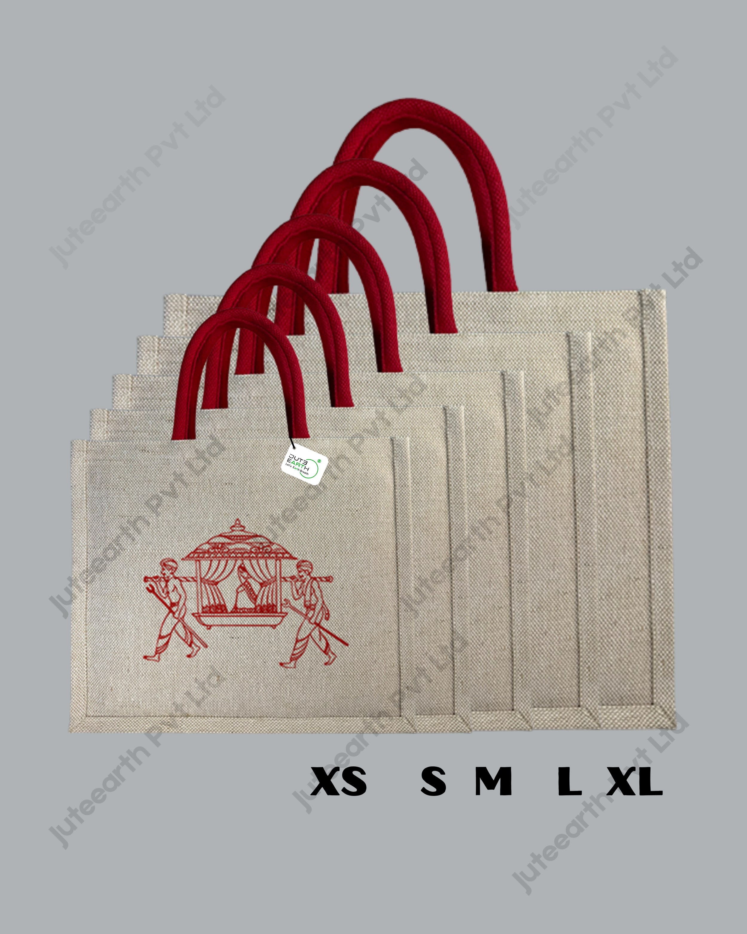 Doli_Palki Marriage Ceremony jute cotton Heavy weave Custom Printed Juco Bag for Return Gift with Red Print (2)