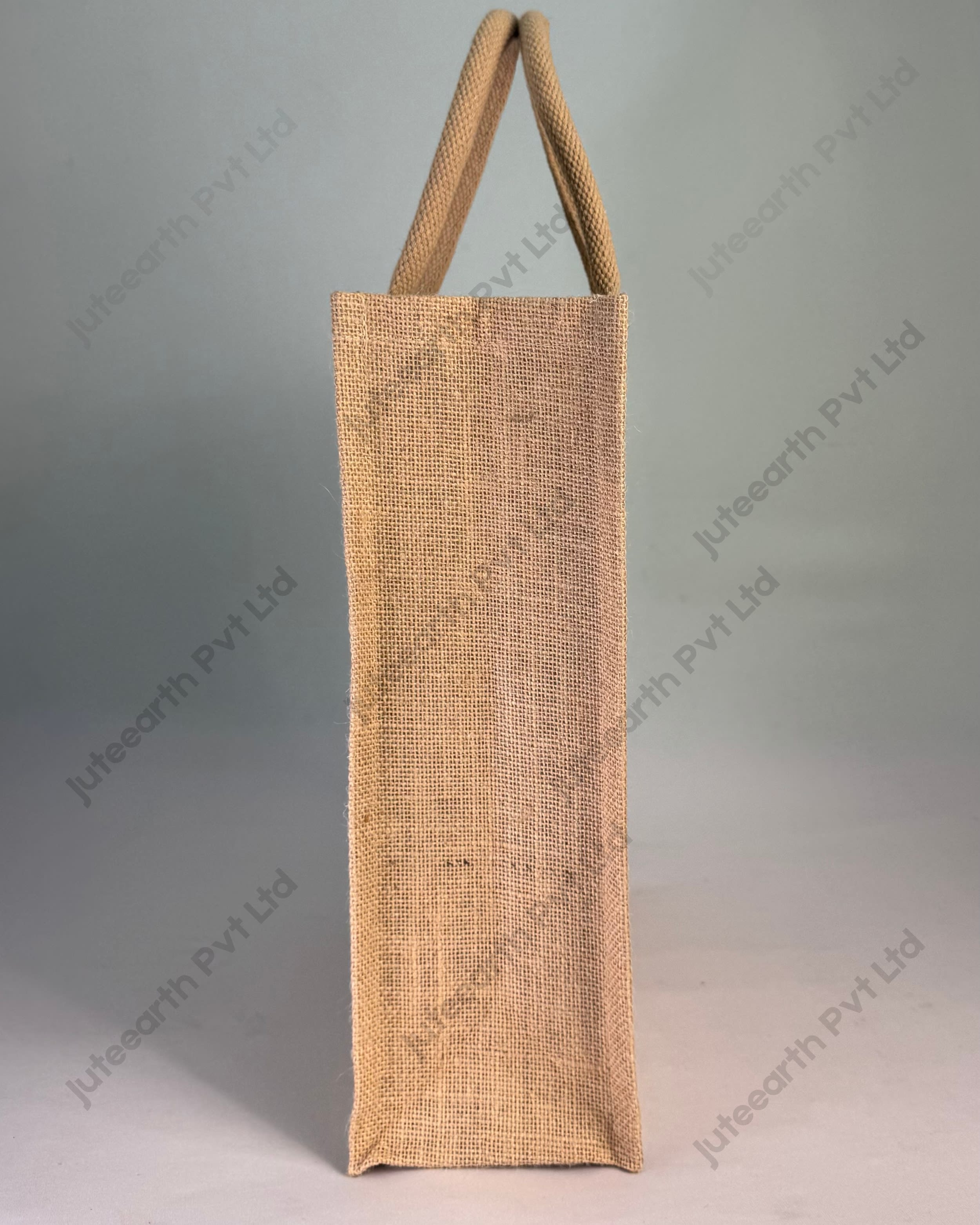 Narrow Natural Jute Bag – Checkboard Weave Printed with Cotton Rope Niwar Handle (4)