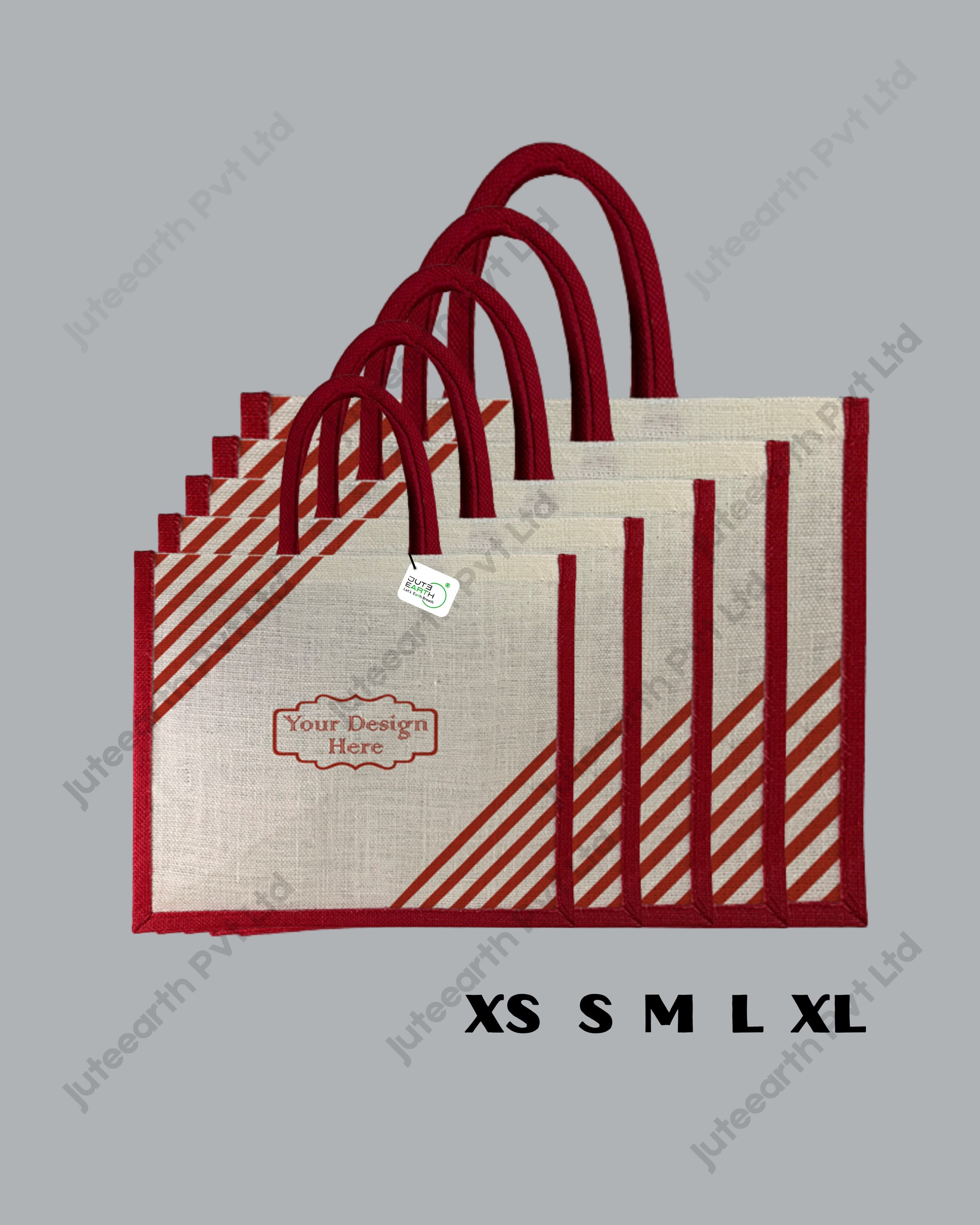 Half White Ivory MINIMUM LINE Customised Printed Jute Bag for Branding or Promotions” Crimson Charm (2)