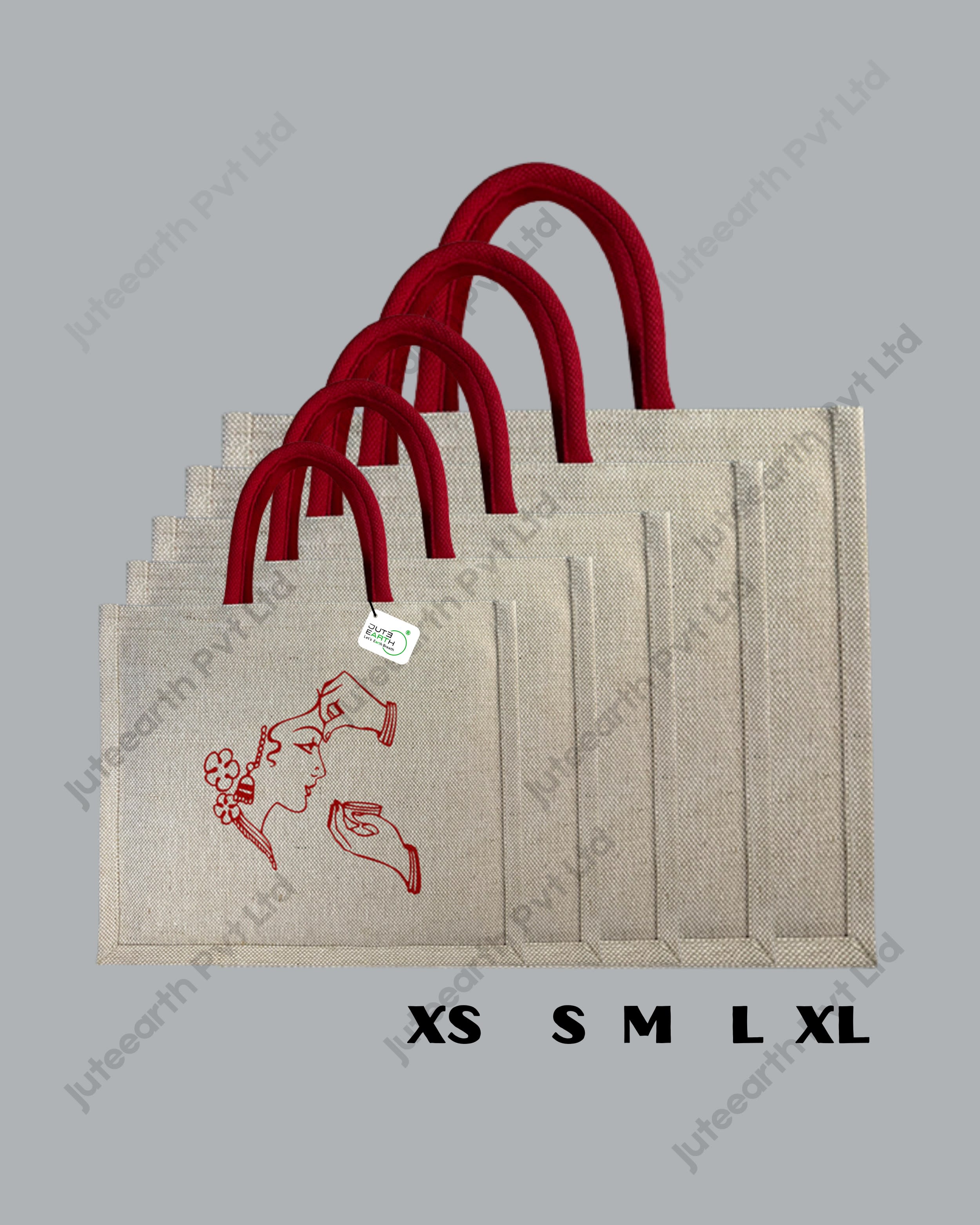 Sindoor Art Marriage Ceremony jute cotton Heavy weave Custom Printed Juco Bag for Return Gift with Red Print (2)