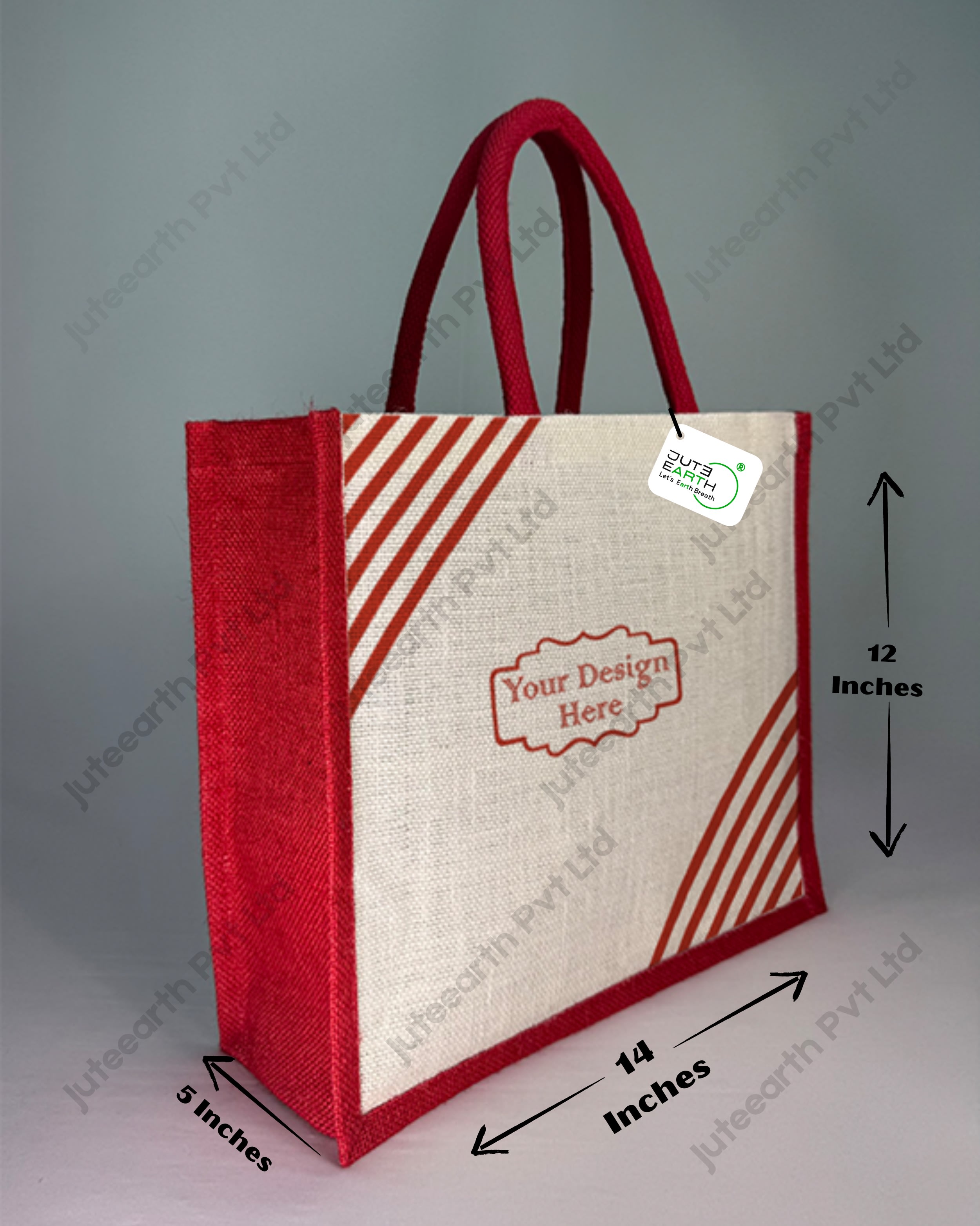 Half White Ivory MINIMUM LINE Customised Printed Jute Bag for Branding or Promotions” Crimson Charm (3)