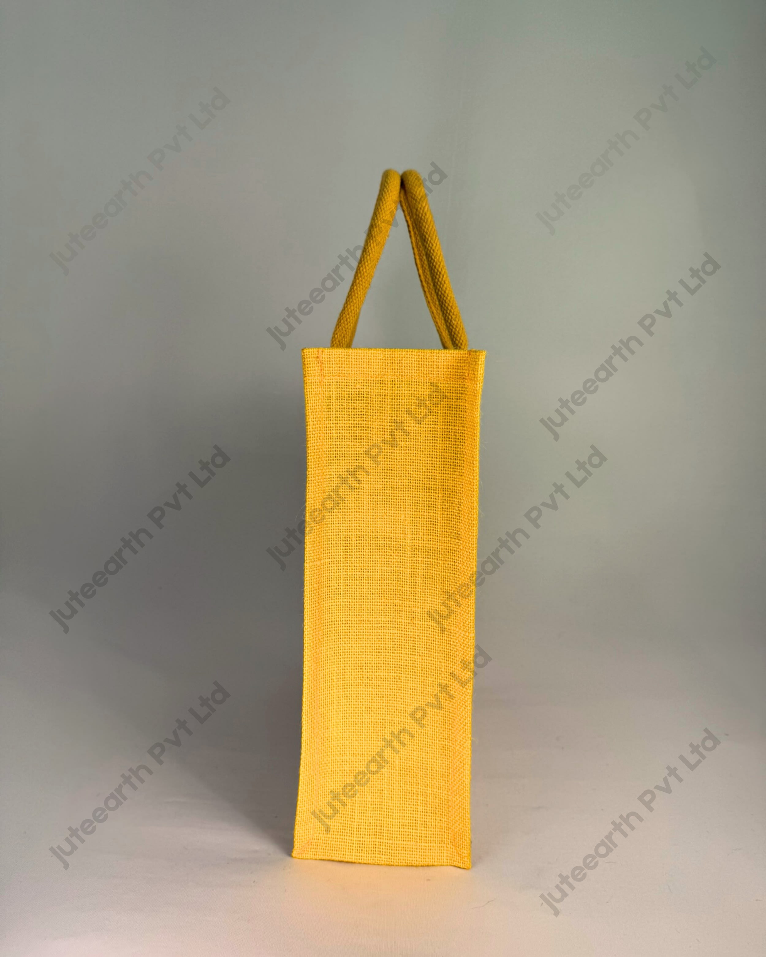Half White Jute V-Stripe printed Pattern Brand Or Promotional Bag with Bottle Green Print (5)