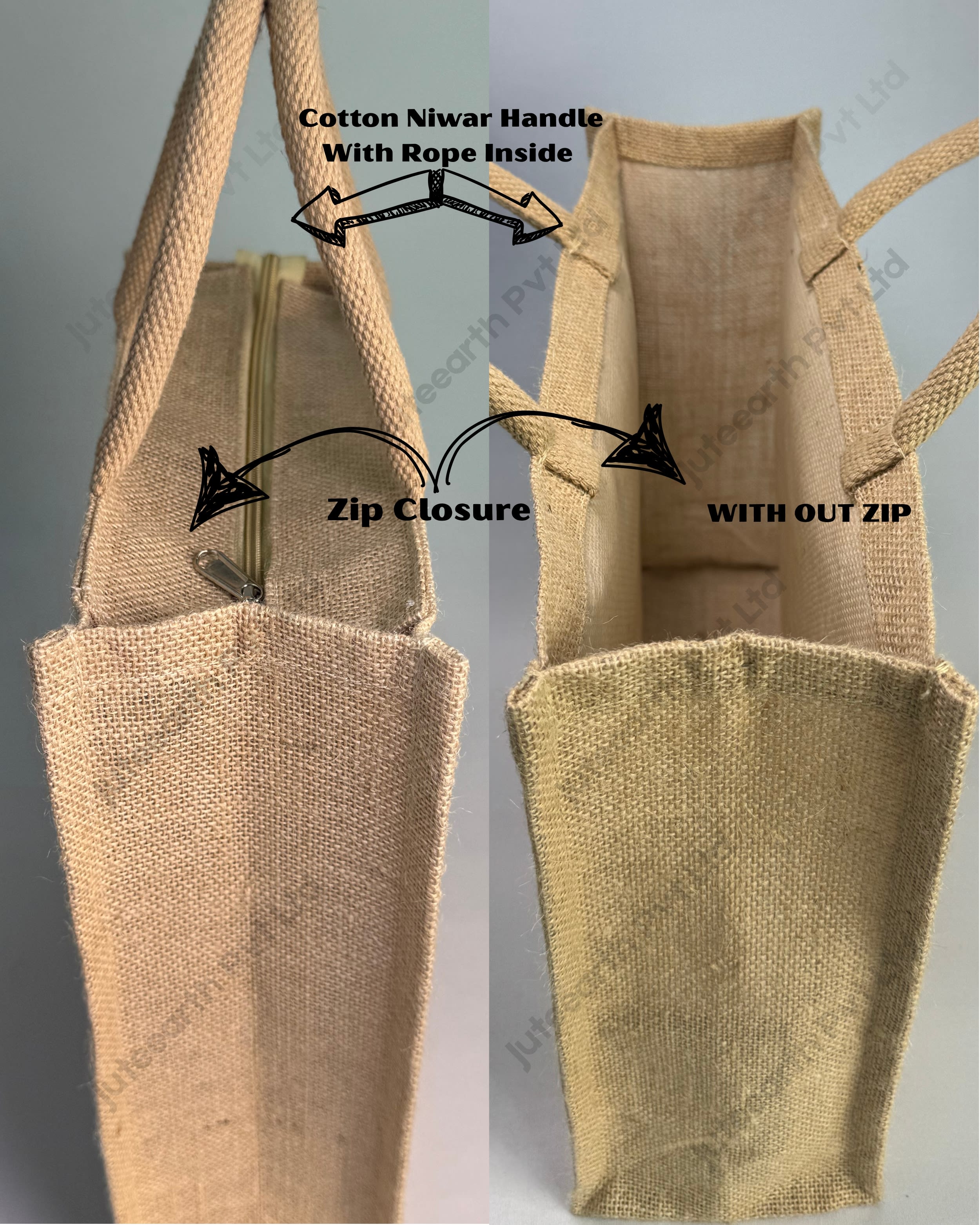 Natural Jute Semi Concentric Pattern pattern printed Pattern Brand Or Promotional Bag with Dark crown Blue Print (4)