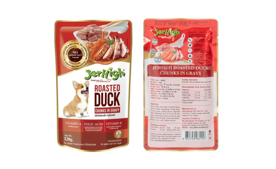 Jerhigh Gravy food review JerHigh Roasted Duck in Gravy – Wet Dog Food Review