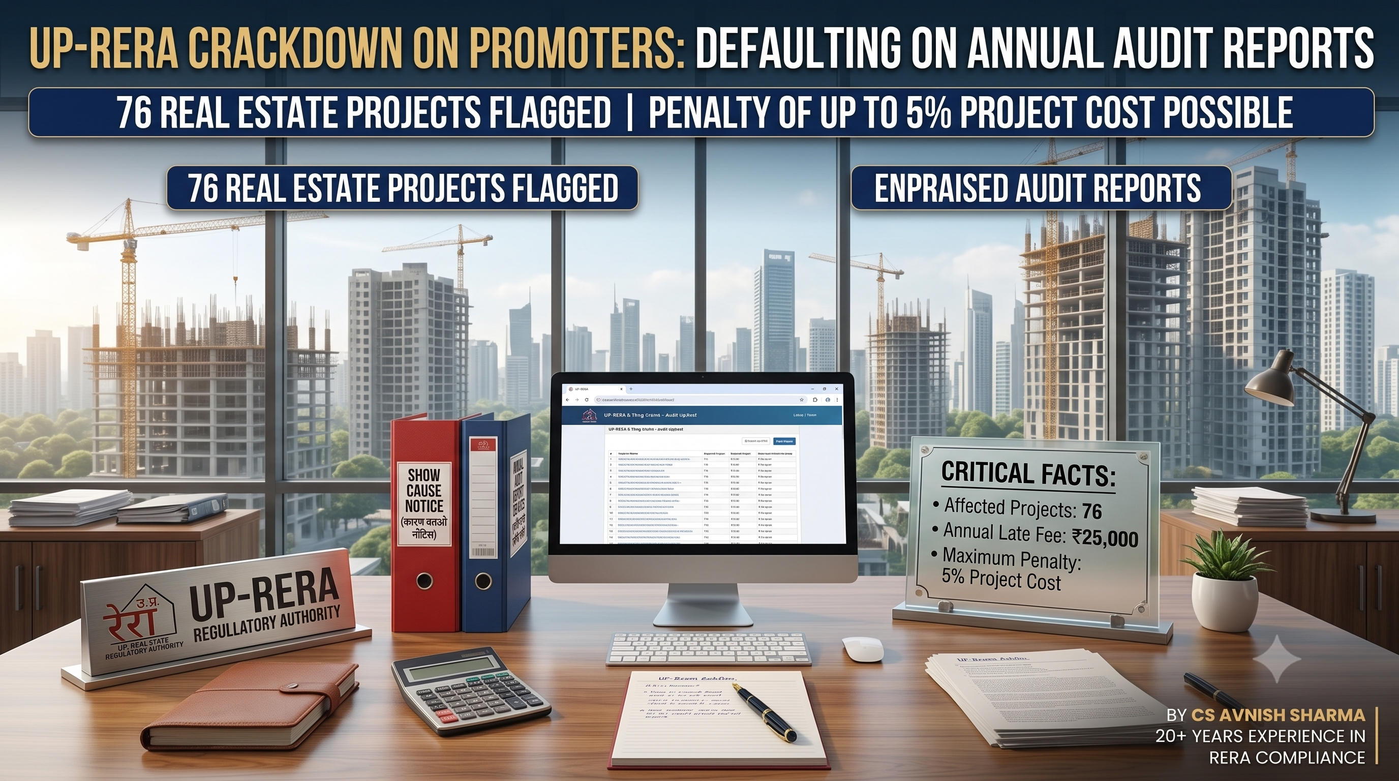 UP-RERA Crackdown: 76 Real Estate Projects Face Severe Penalties Over Annual Audit Defaults