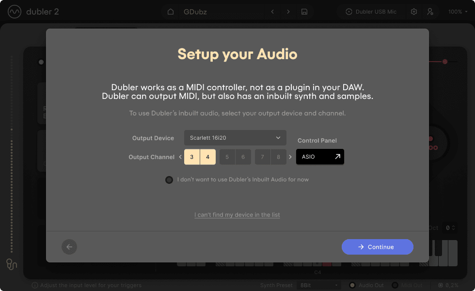 setup audio