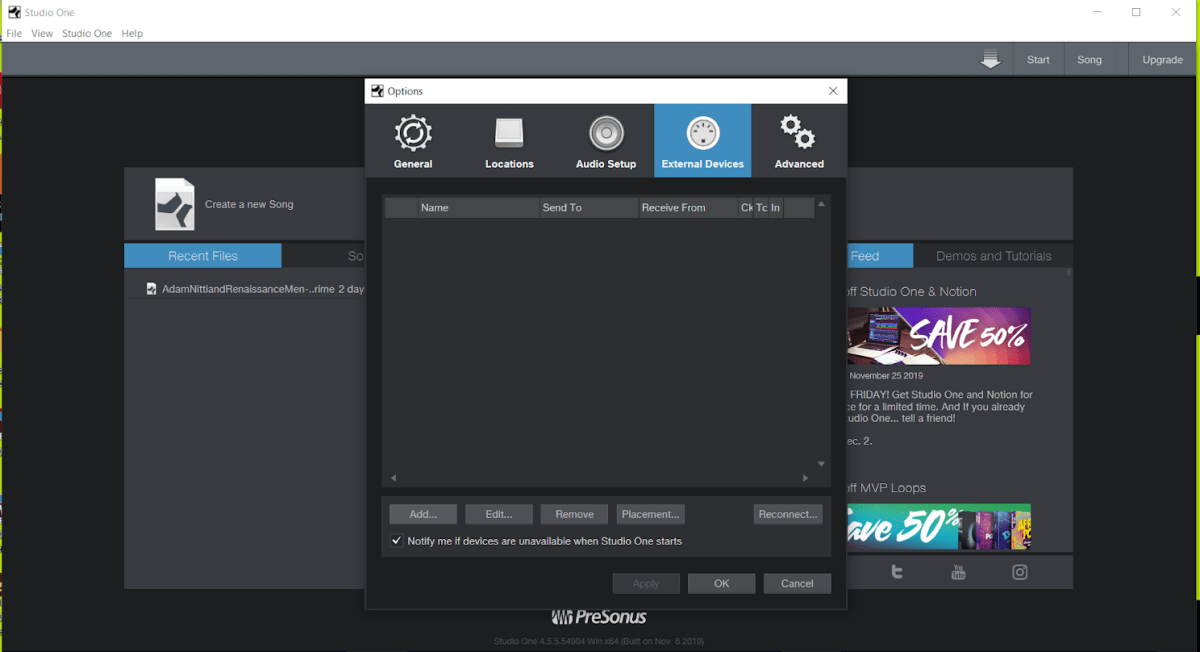 how to change buffer size in studio one