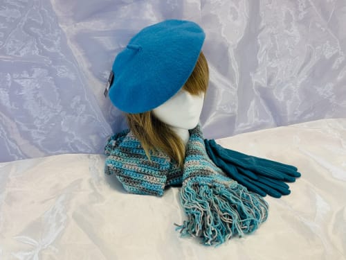 Hat-Goves - Scarf- Crocheted Set - Turquoise 3