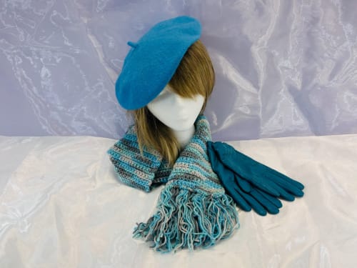 Hat-Goves - Scarf- Crocheted Set - Turquoise