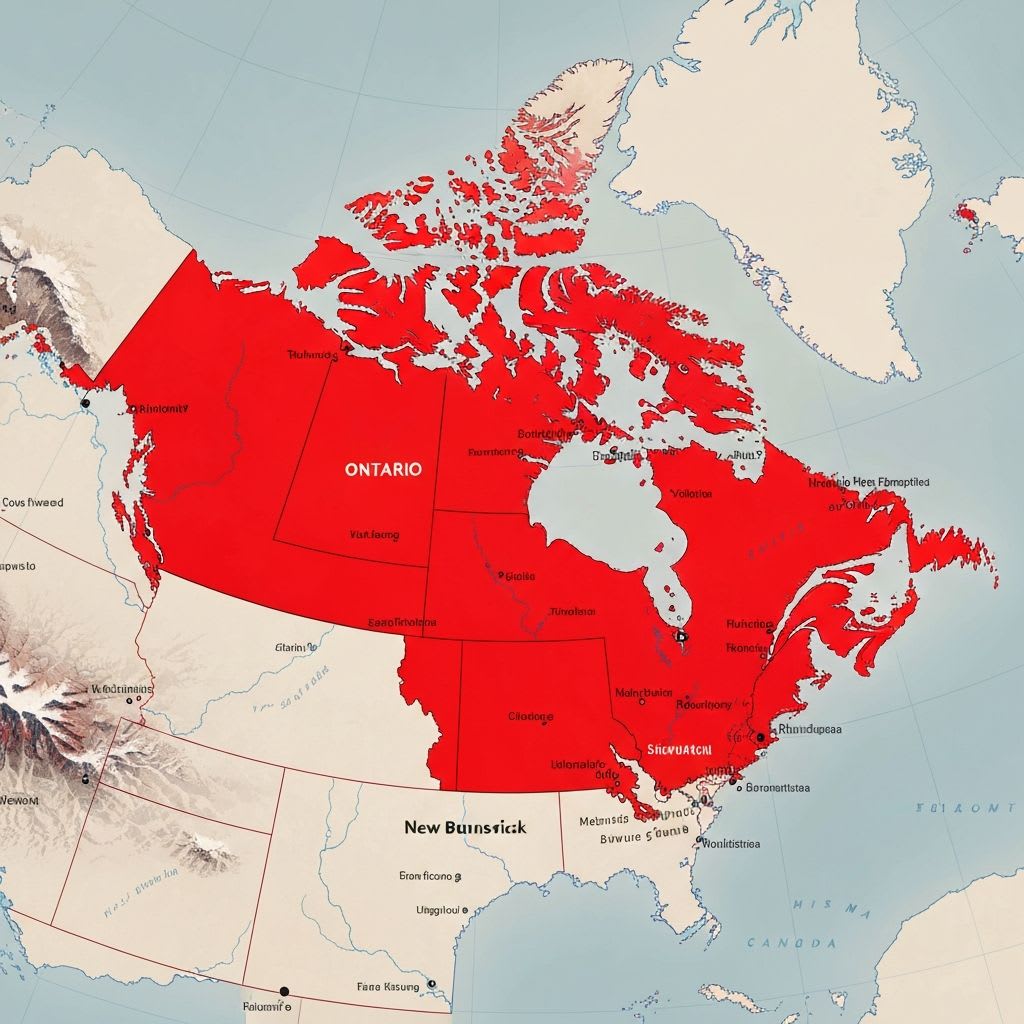 Map showing Canadian Markets