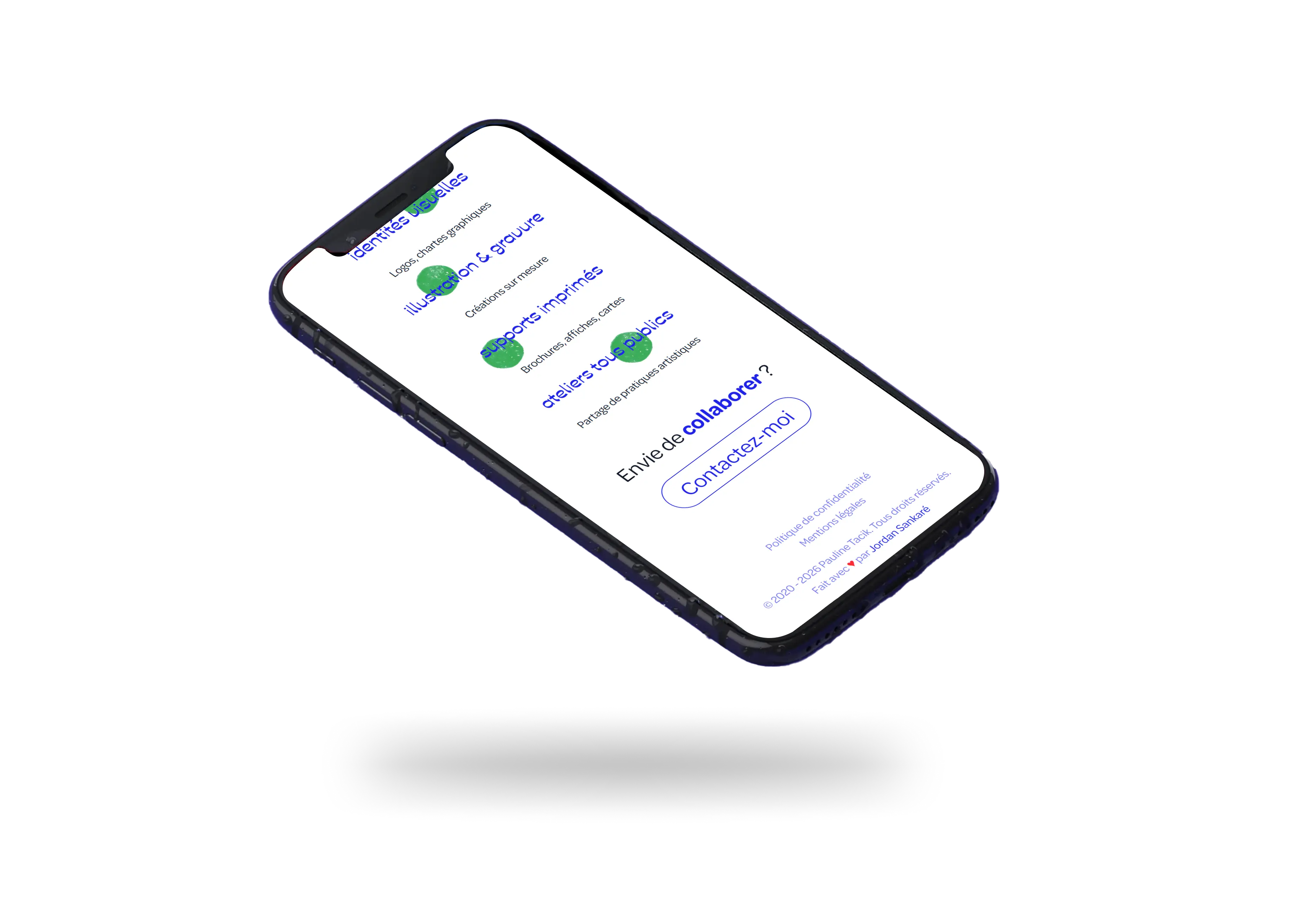 Aperçu mobile du projet Pauline Tacik, Graphiste