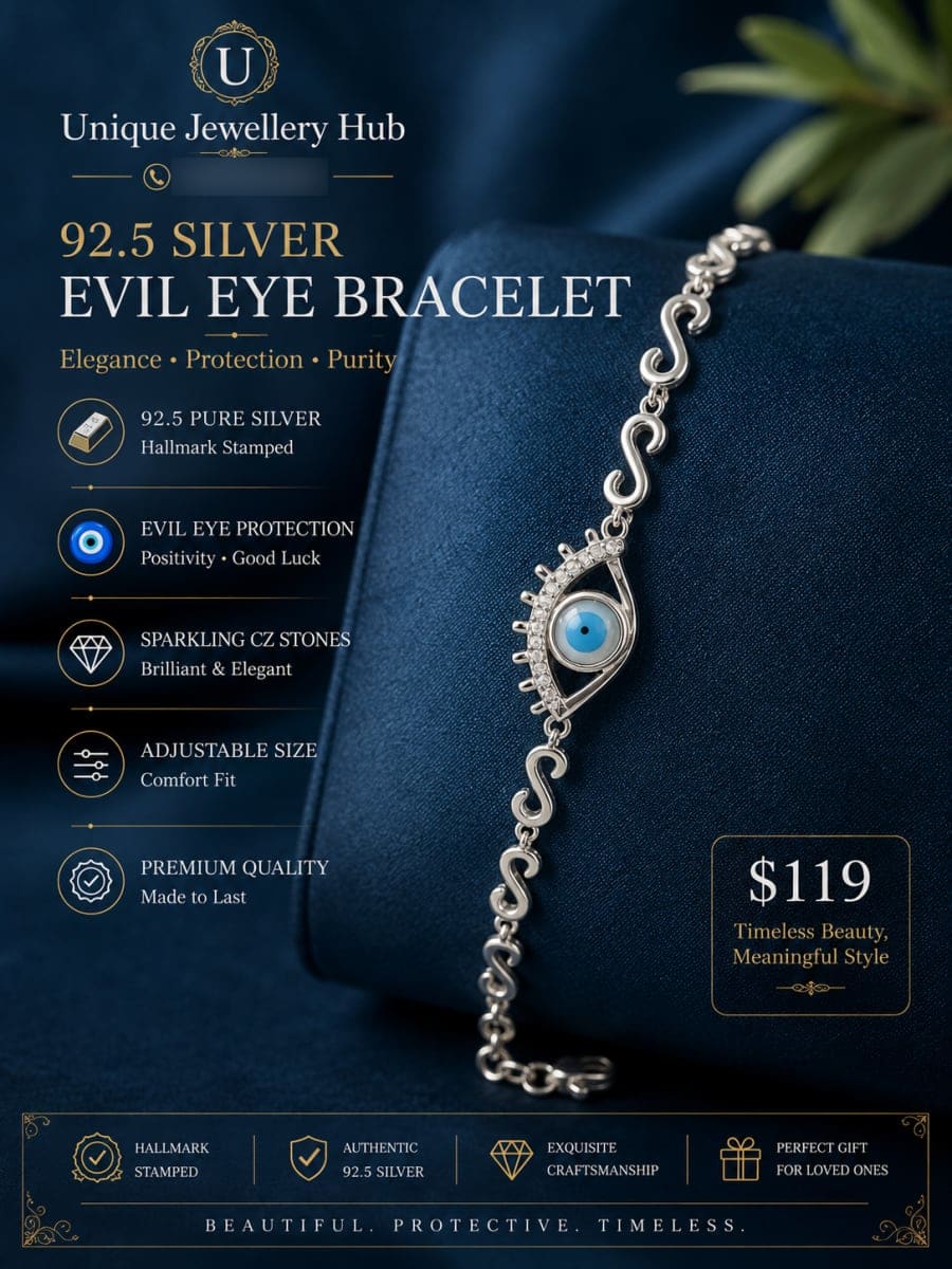 92.5 Silver Evil Eye Bracelet in Albury for sale