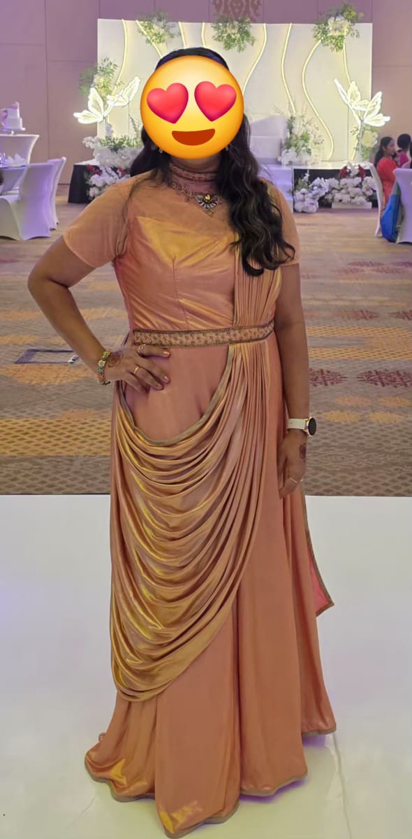 Metallic orange - indo western dress size L for rent in Belconnen
