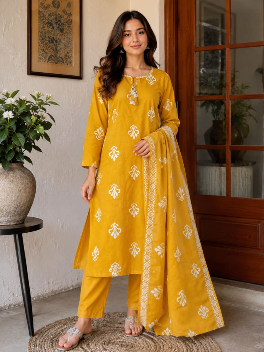 Mustard Jaipuri Cotton 3pc suit  in Clyde North for sale