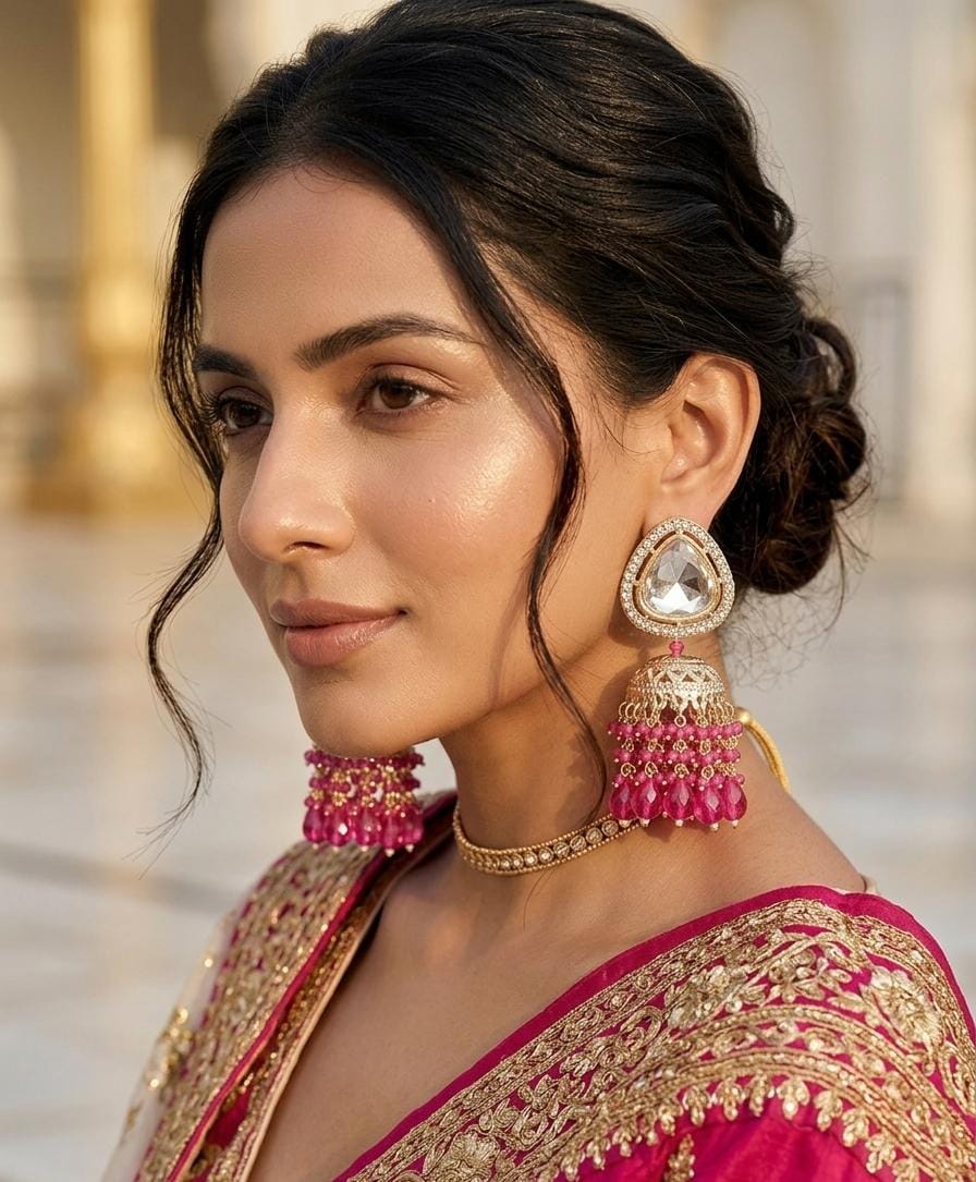 Beautiful light weight Jhumka - fuchsia for sale in Bonner