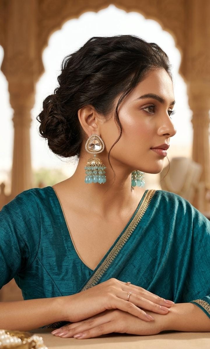 Light weight Jhumka - Sky Blue  in Bonner for sale