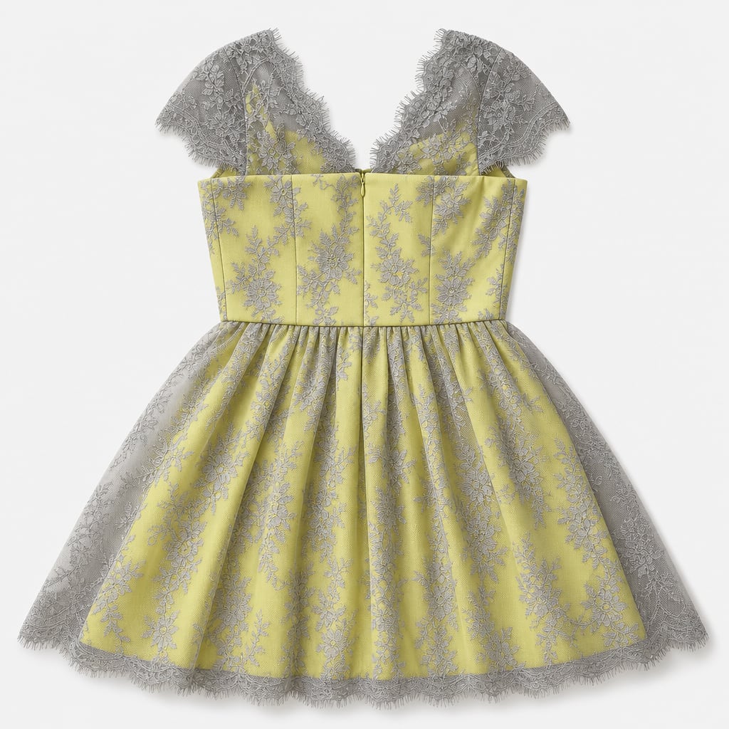 Gorgeous Portmans size 8 dress in a sunny yellow with delicate grey lace overlay photo 2
