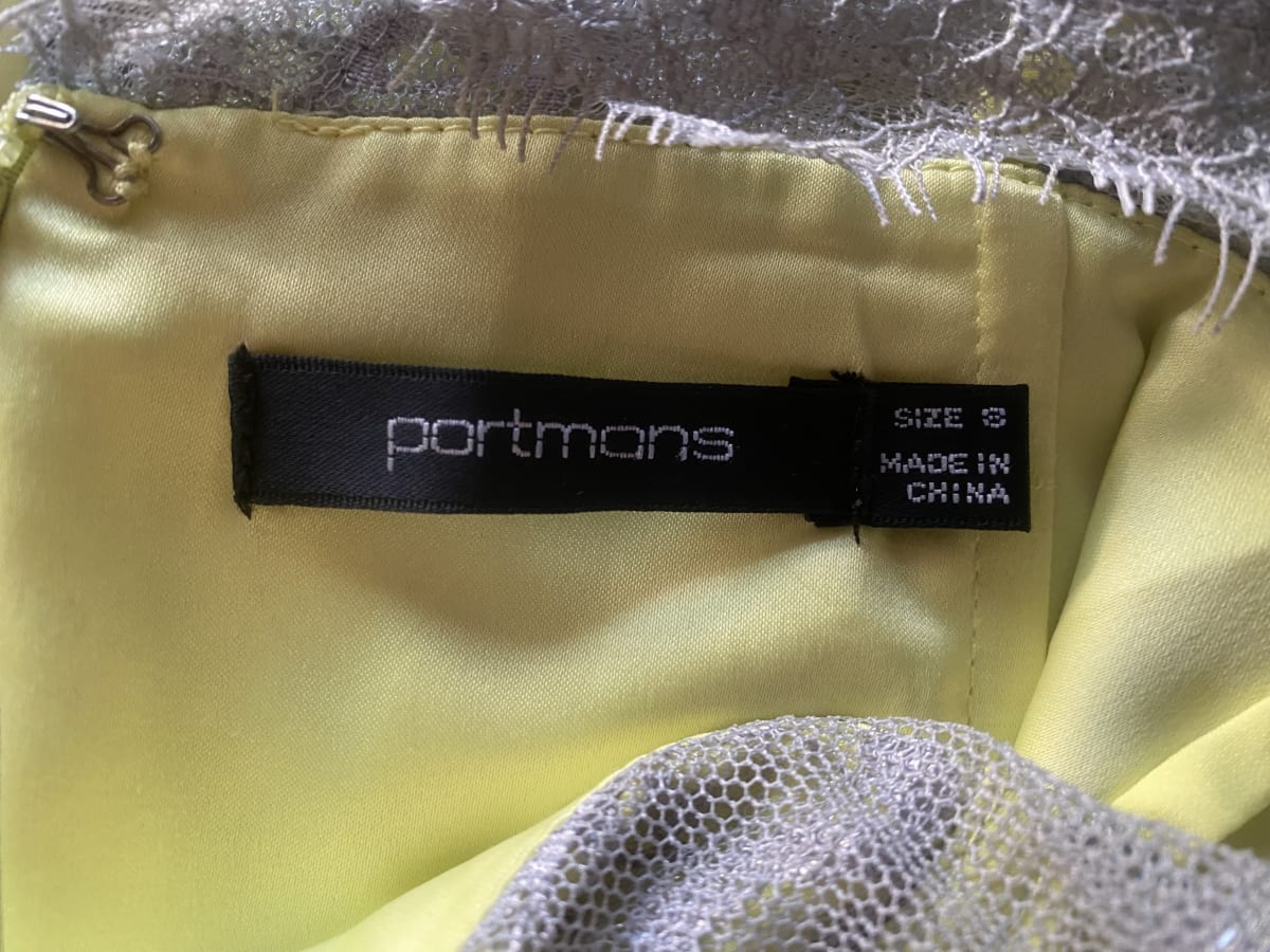 Gorgeous Portmans size 8 dress in a sunny yellow with delicate grey lace overlay photo 4